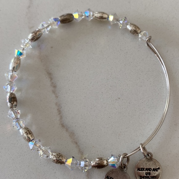 Alex and Ani +Energy Crystal and Silver Bead Adjustable Bracelet - Picture 2 of 5